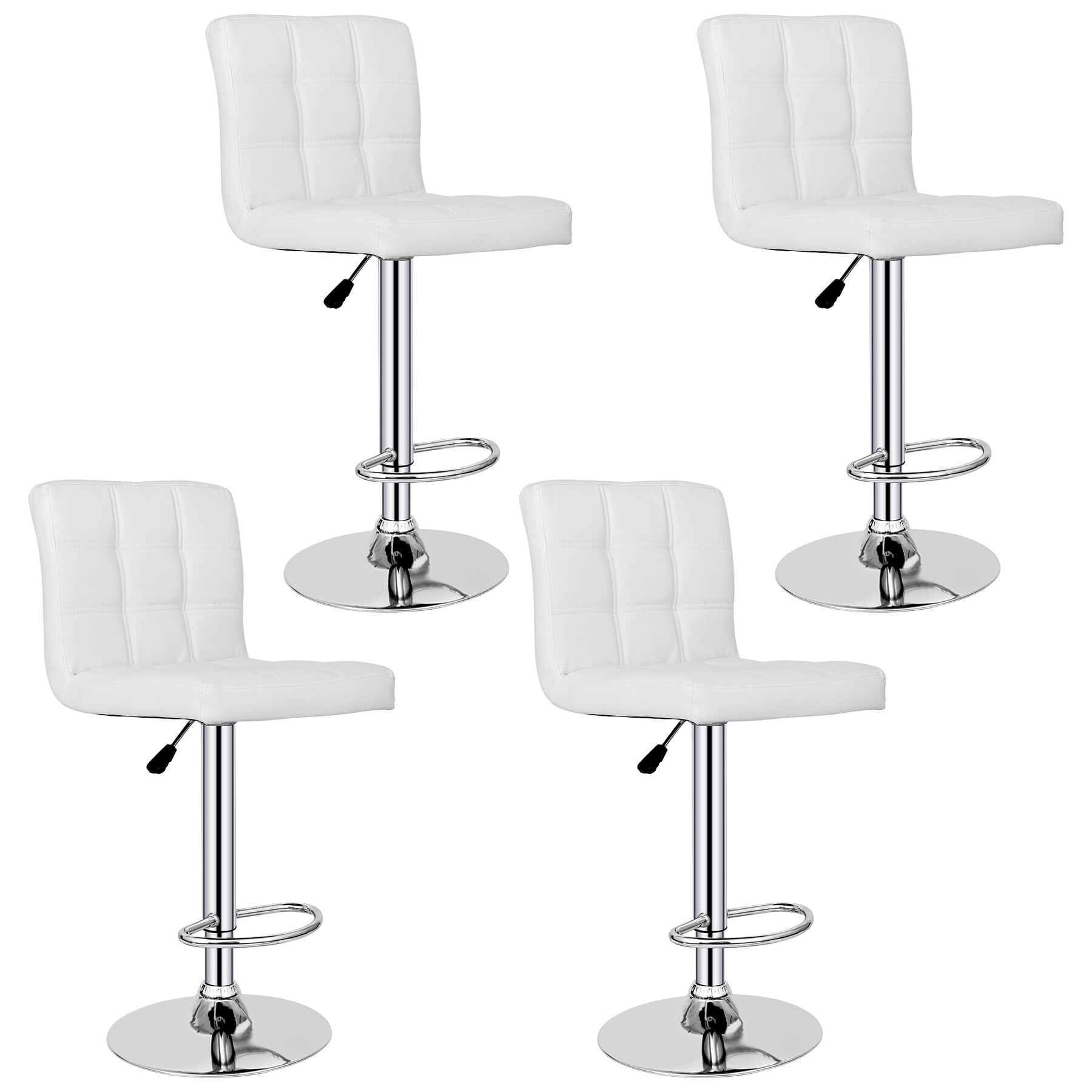 ZenStyle Adjustable Height Swivel Bar Stool, White (Set of 4)