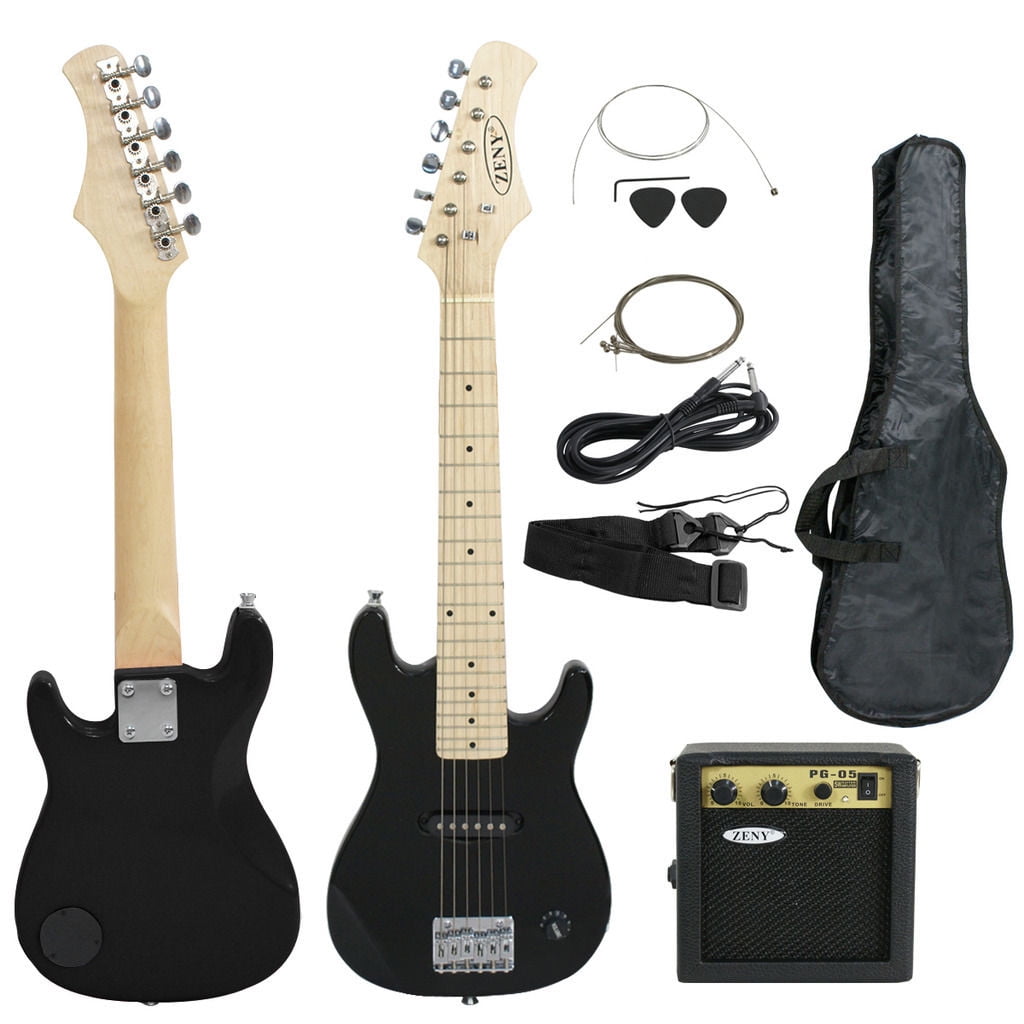 ZenStyle Kids Beginner Accessories Pack with 5W Amp Case 30" Electric Guitar, Black