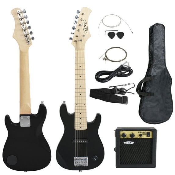 ZenStyle Kids Beginner Accessories Pack with 5W Amp Case 30" Electric Guitar, Black