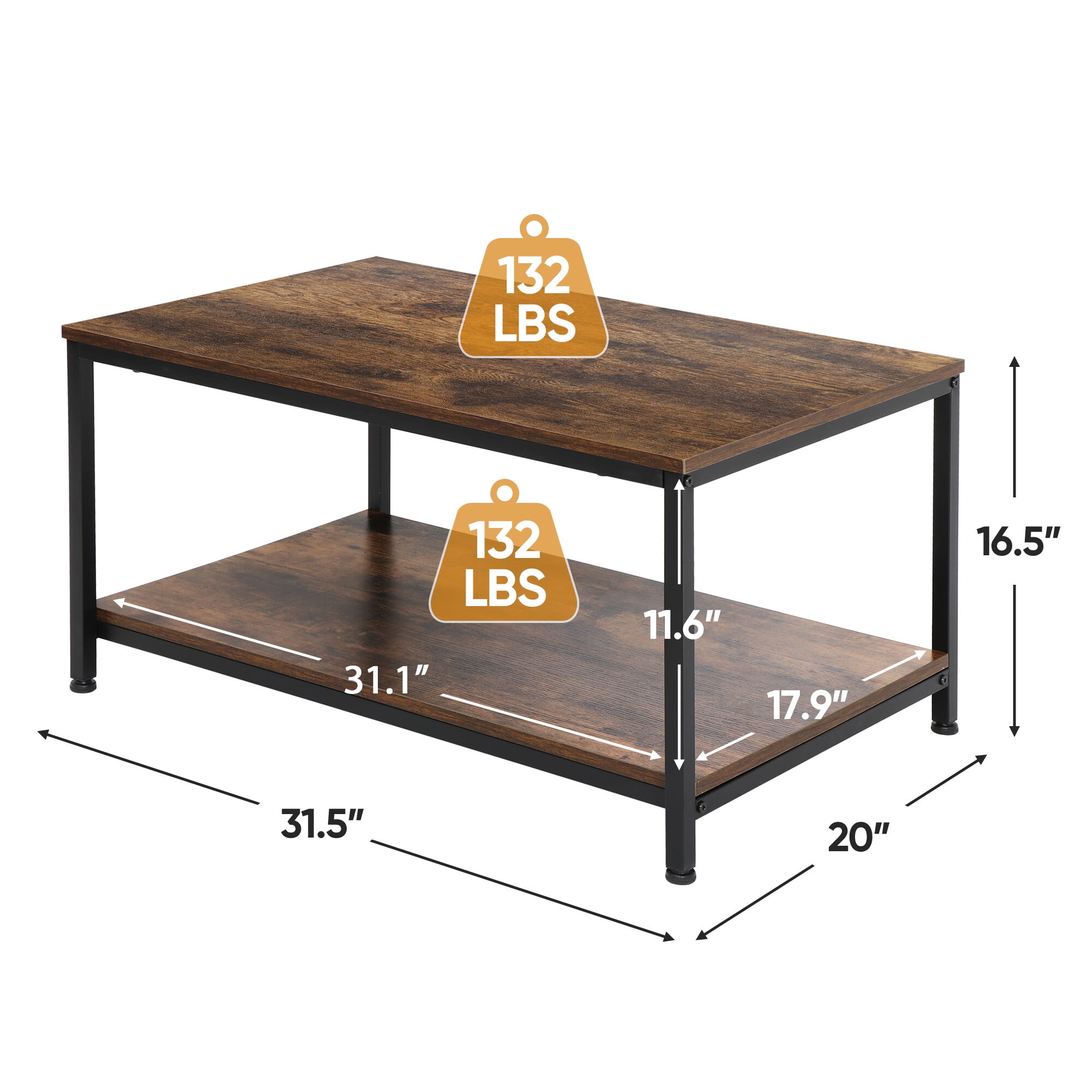Bonnlo (81x81x49cm) Industrial Style Double Wood Grain Coffee Table 80  Round MDF Iron Mesh - AliExpress