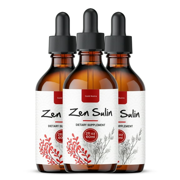 ZenSulin Drops Liquid Supplement, Zen Sulin Supplement, All Natural Formula, Overall Wellness & Energy 60 mL (3 Pack)