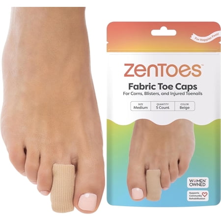 ZenToes Gel Toe Protectors, Closed Toe Fabric Sleeves for Toe Protection, 5 Count