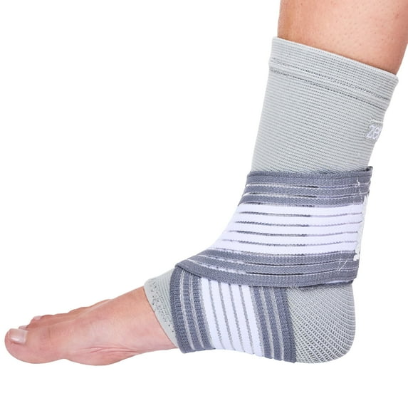 ZenToes Ankle Support Brace, Adjustable Stabilizer Wrap, One Size, Gray