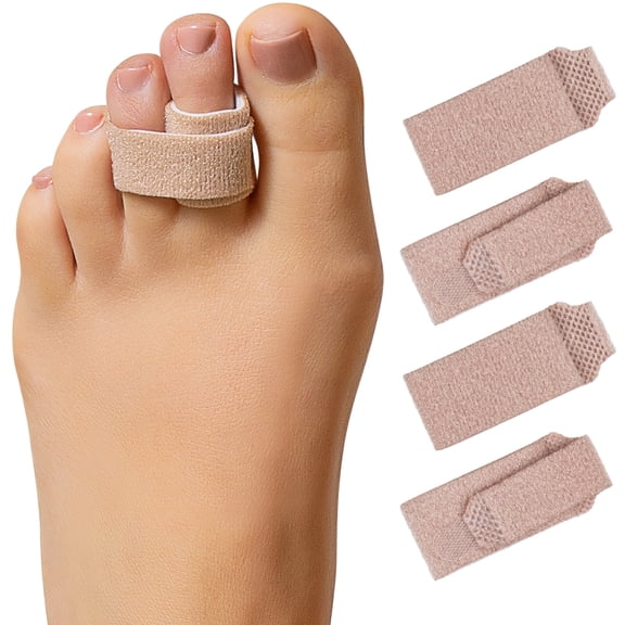 ZenToes Broken Toe Wraps - Cushioned Bandages Hammer Toe Separator Splints, Latex Free Fabric, Beige, Small, 4 Count