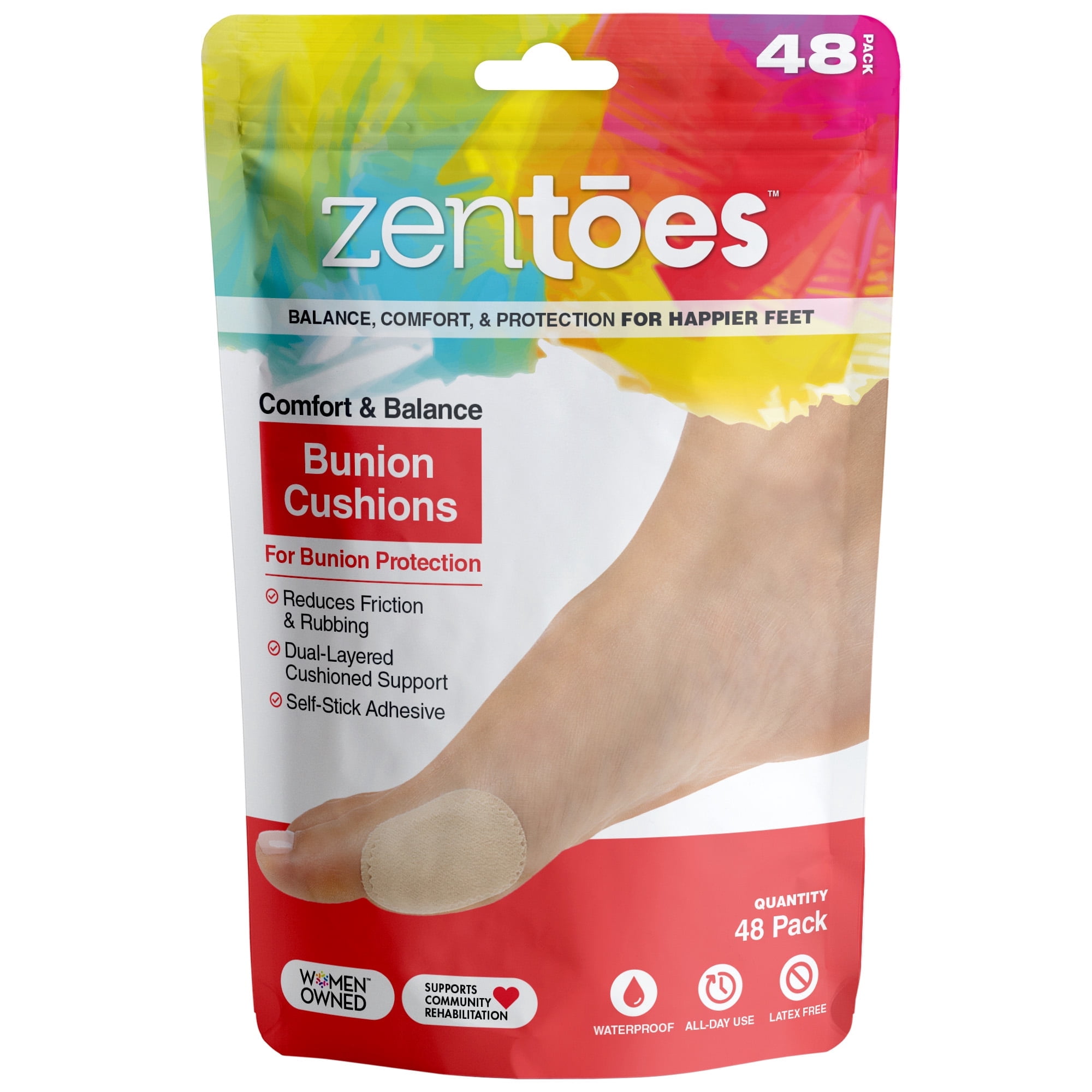 ZenToes Bunion Cushions Pads Guard and Protect Bunions on Feet 48 CT