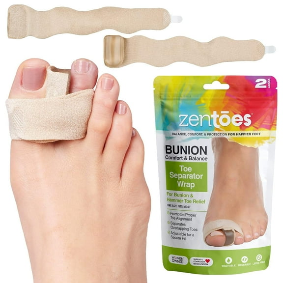 Zentoes Bunion Toe Separator Wraps for Pain Relief and Hammer Correction 1 Pair