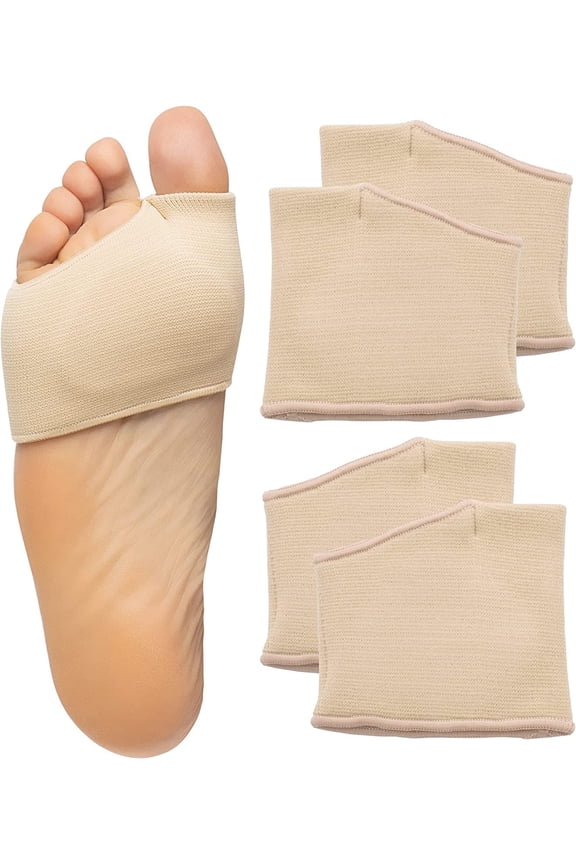 Metatarsal Sleeve with Cushioned Gel Pads, Medium, Beige, 4 Count, Unisex