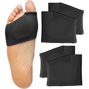 Zentoes Fabric Metatarsal Pad Sleeves for Women's Shoes, Foot Pain Relief Gel Cushions, Medium, Black, 4 Count
