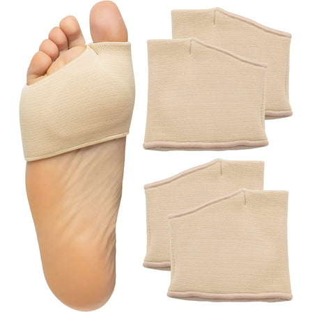ZenToes Fabric Metatarsal Sleeve with Cushioned Gel Pads, Large, Beige (4 Count)