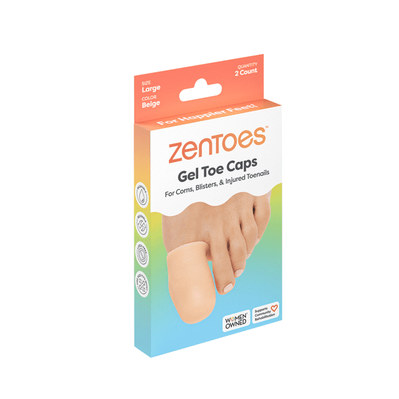 Zentoes Large Toe Caps, Beige, 2 Count - Protective Gel Caps for Toe Support