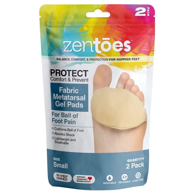 ZenToes Metatarsal Foot Pads (Pair) Flexible, FormFitting Slip On With Gel Padding