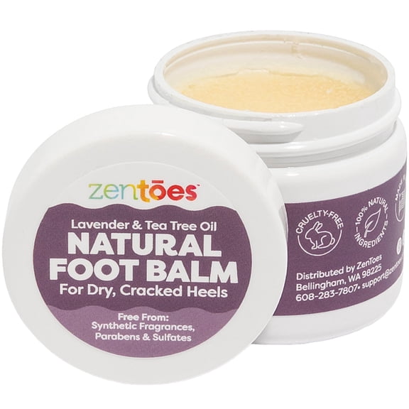 ZenToes Moisturizing Foot Balm for Dry Cracked Heels and feet, Lavender & Tea Tree Oil Hydrating Cream, 2 oz