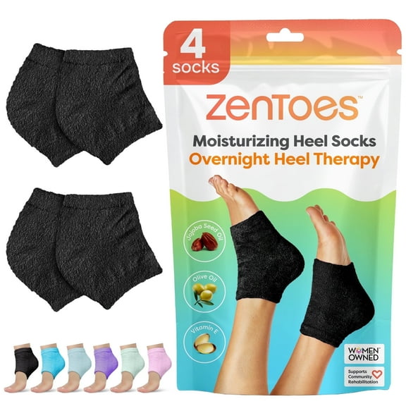ZenToes Women’s Moisturizing Fuzzy Sleep Socks with Vitamin E, Olive Oil & Jojoba Seed Oil to Soften and Hydrate Dry Cracked Heels, Regular, Fuzzy, Black