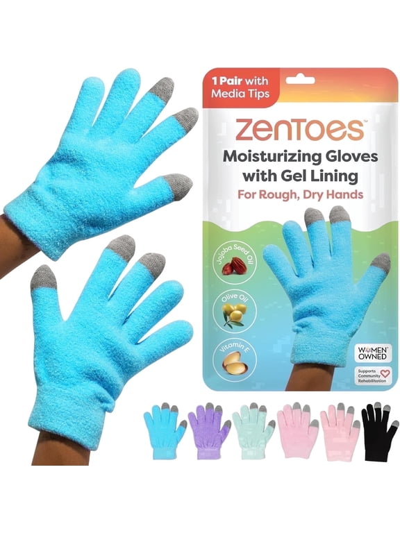 Unisex Moisturizing Gloves for Dry Hand Skin Hydration, Therapy Mask Mittens, Blue, Osfm, 1 Pair