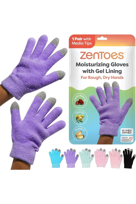 Moisturizing Gel Gloves for Dry Skin Hydration, Soft Spa Hand Mask, One Size Fits Most, Fuzzy Lilac, 1 Pair