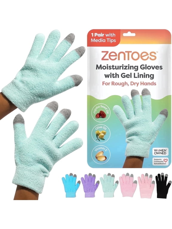 Moisturizing Gloves for Dry Cracked Skin Hydration, Fuzzy Mint Green, Unisex, 1 Pair