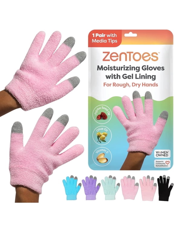 Moisturizing Gloves for Dry Hands, Media Tips, Fuzzy, 1 Pair, Washable, Reusable, One Size Fits Most