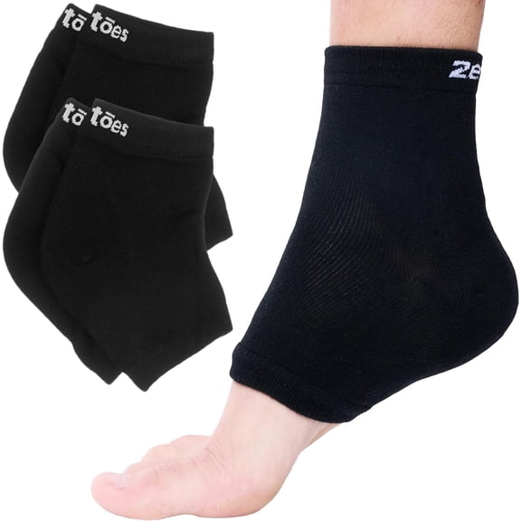ZenToes Gel Heel Moisturizing Socks, Toeless, Unisex, Cotton, Black, 2 Pairs