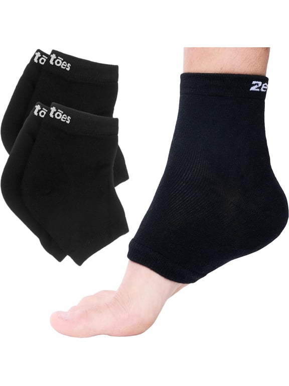 Gel Heel Moisturizing Socks, Toeless, Unisex, Cotton, Black, 2 Pairs