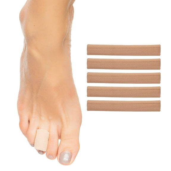 ZenToes Open Toe Tubes Fabric Gel Lined Sleeve Protectors for Corns, Blisters, Hammertoes - 5 Pack