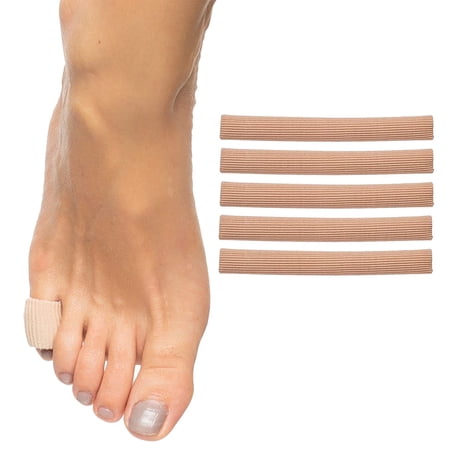 ZenToes Open Toe Gel-Lined Toe Sleeve Protectors for Corns, Blisters and Hammertoes, Small, 5 Count, Beige