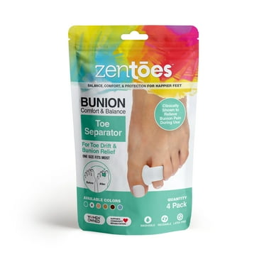 ZenToes Pack of 4 Toe Separators and Spreaders for Bunion, Overlapping Toes and Drift Pain - White