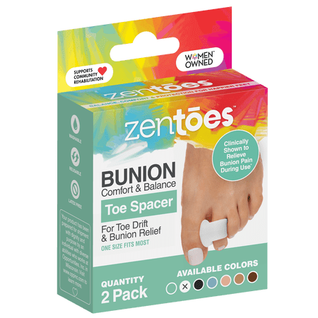 ZenToes Single Loop Gel Toe Spacer - 2 Pack - White