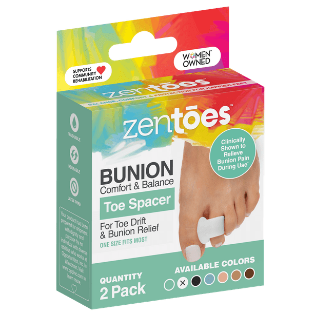 ZenToes Single Loop Gel Toe Spacer 2 Pack White