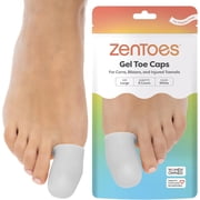 ZenToes Toe Caps Cushion, Toe Gel Protector from Rubbing Shoes, Protect Missing and Ingrown Nails, OSFM (Large, White)