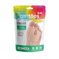 Zentoes U-Shaped Thick Callus Cushion Pads for Men & Women, Protect and Reduce Foot Pain, OSFM, Pack of 24