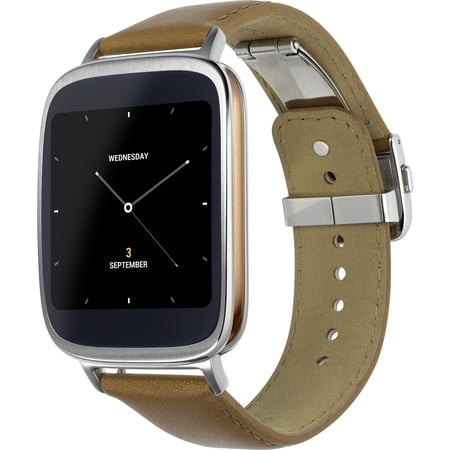 ZenWatch AMOLED 1.63 Smart Watch - 320 x 320, Android Wear, Bluetooth V4.0, Built-in microphone, Brown leather str