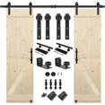 ZenZone 24 in. x 84 in. Double Unfinished Knotty Barn Door with 8FT