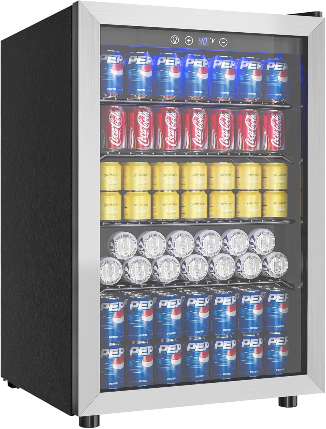 Compact 4.5 Cu.ft Silver Glass Door Beverage Refrigerator