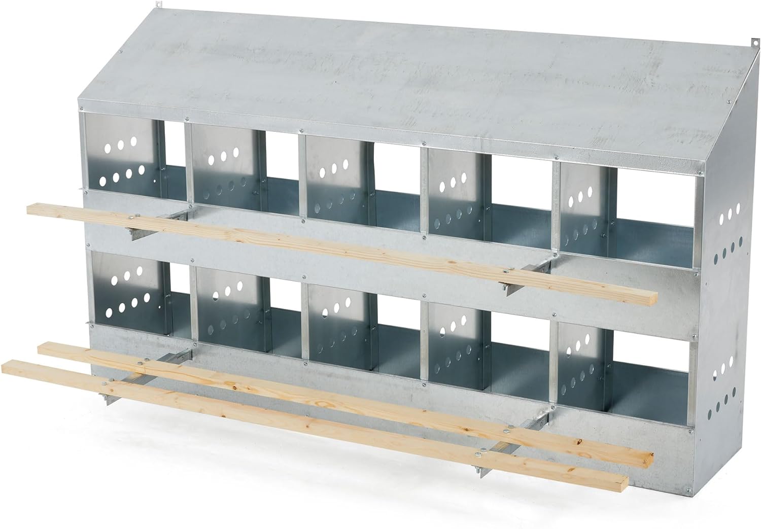 ZenZone 410B Galvanized Steel and Wooden Planks Nesting Box 10 Hole
