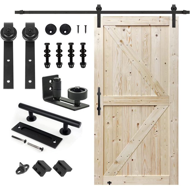 ZenZone 44 in. x 80 in. Unfinished British Brace Knotty Barn Door with