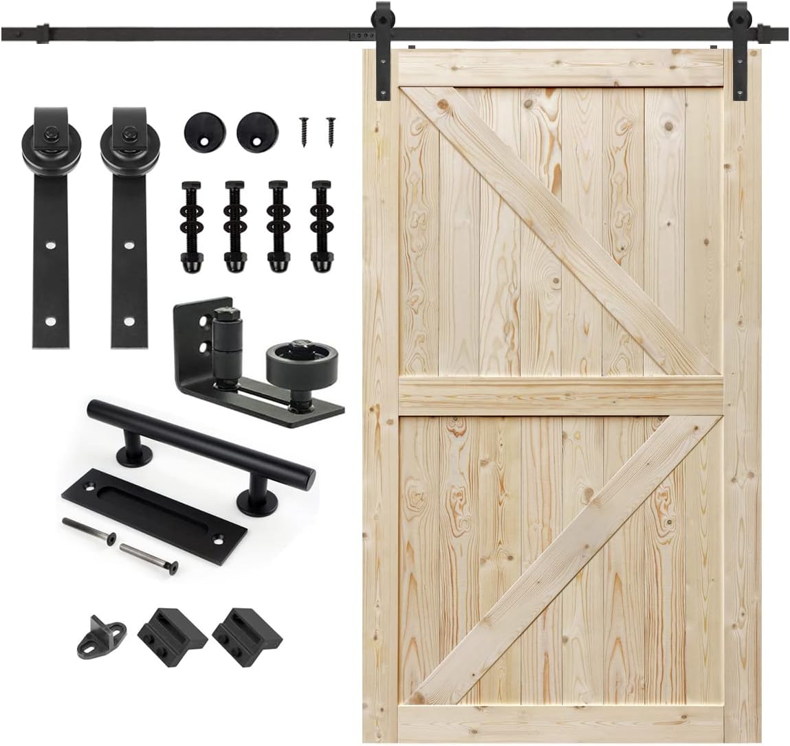 ZenZone 50 in. x 96 in. Unfinished British Brace Knotty Barn Door with