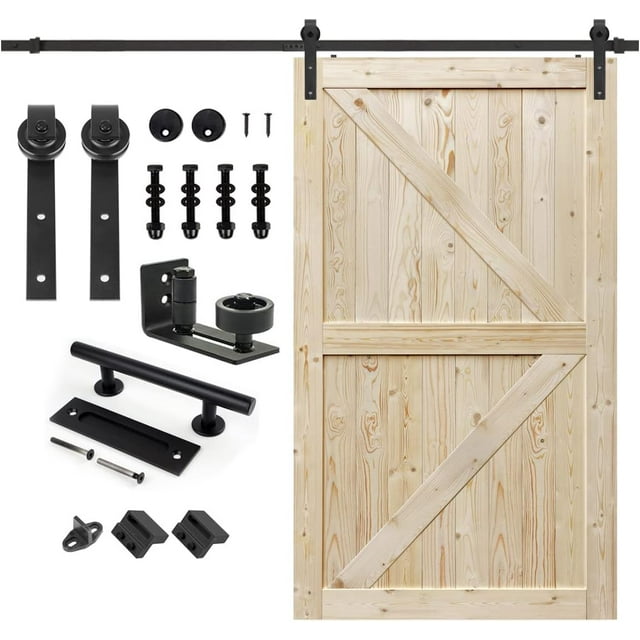ZenZone 50 in. x 96 in. Unfinished British Brace Knotty Barn Door with