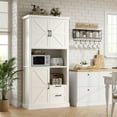 ZenZone 76" Tall Farmhouse Kitchen Pantry Kitchen Hutch Bar