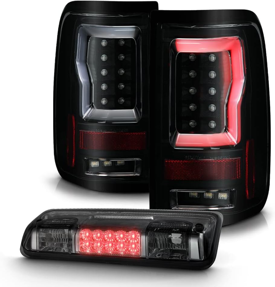 Black LED Tube Tail Lights For 2004-2008 Ford F150 Lobo - Clear Lens, Left & Right Set
