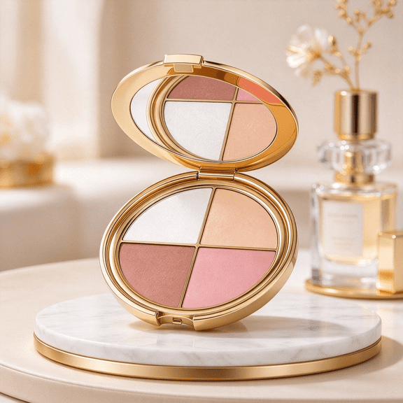 4-in-1 Eye & Cheek Palette, Multi-Functional Makeup Palette with Eyeshadow, Blush & Highlighter for All Skin Tones