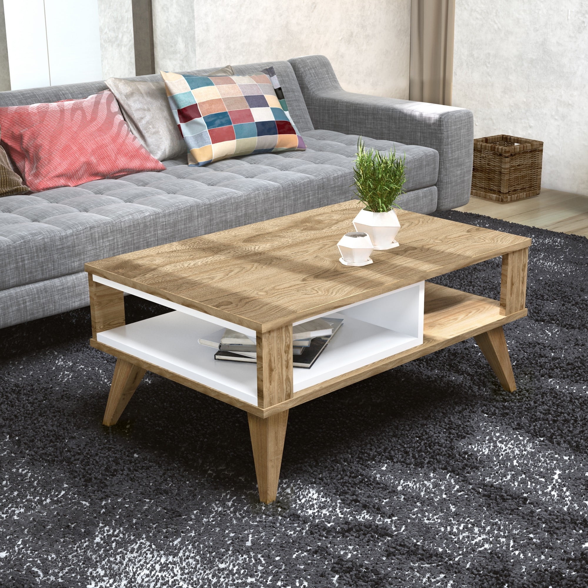 Zena Home Ionis Oak,White Coffee Table