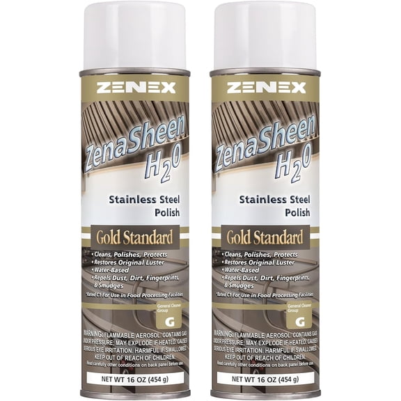 ZenaSheen H20 Stainless Steel Polish - Professional-grade Water-based Metal Cleaner, Polish & Protectant | Remove Grime & Restore Shine | Stainless Steel, Chrome, Brass & More | 16 oz (2 Pack)