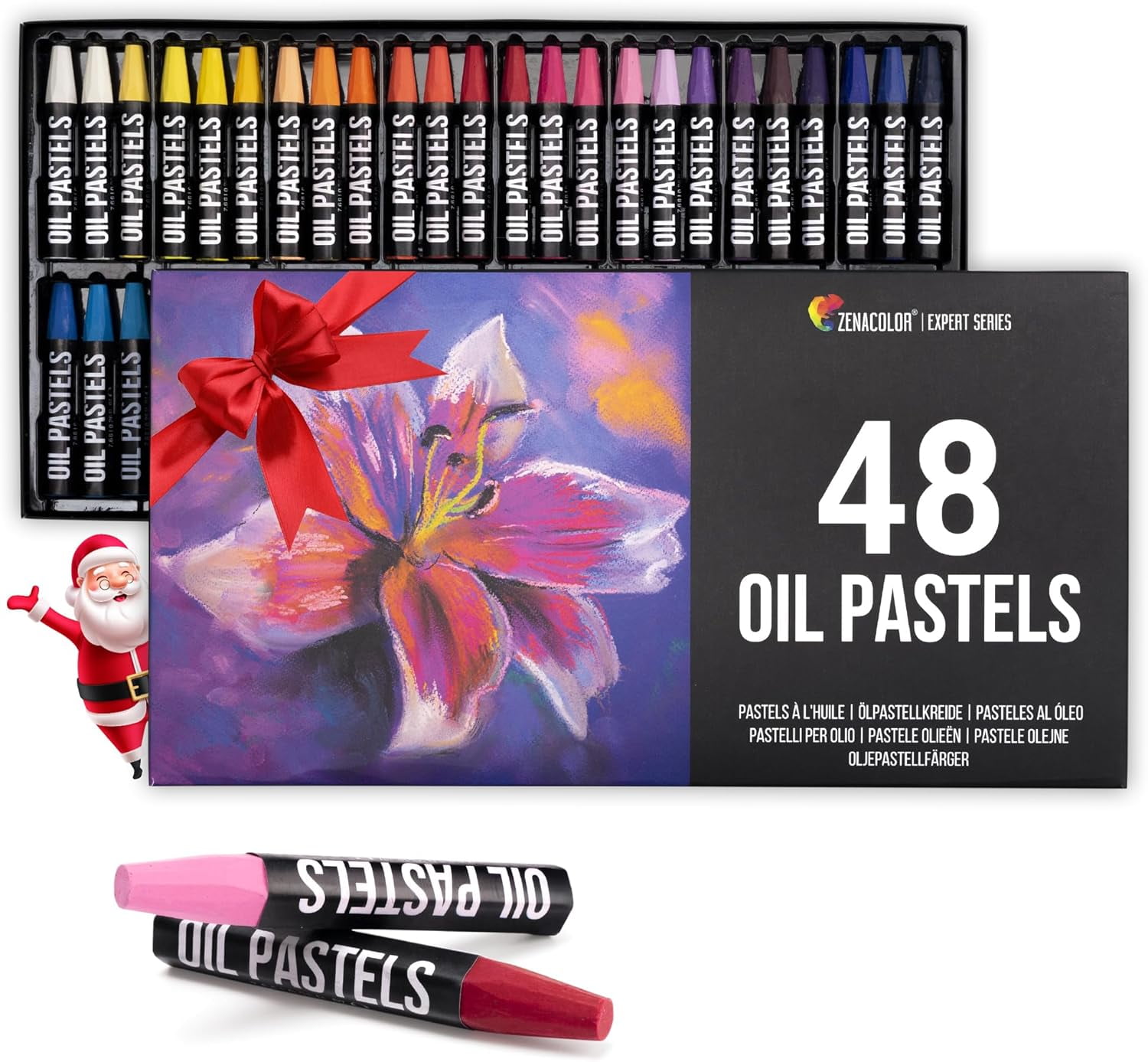 Zenacolor Oil Pastels for Artists (Set of 48) - High-Pigment Water