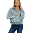 thumbnail image 1 of Zenana Acid Wash Fleece Half Zip Sweatshirt, 1 of 3