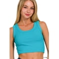 thumbnail image 1 of Zenana Casual Ribbed Scoop Neck Cropped Slim Basic Tank Top, 1 of 4