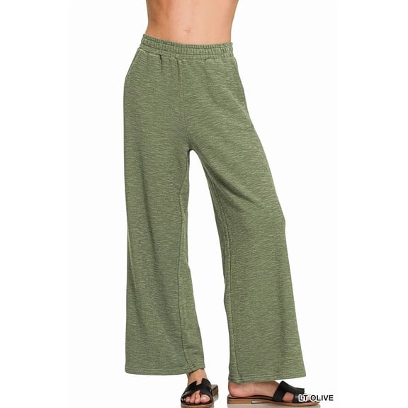 Zenana Cotton Slub Wide Leg Pants