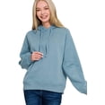 thumbnail image 1 of Zenana Drawstring Relaxed Fit Fleece Hoodie, 1 of 3