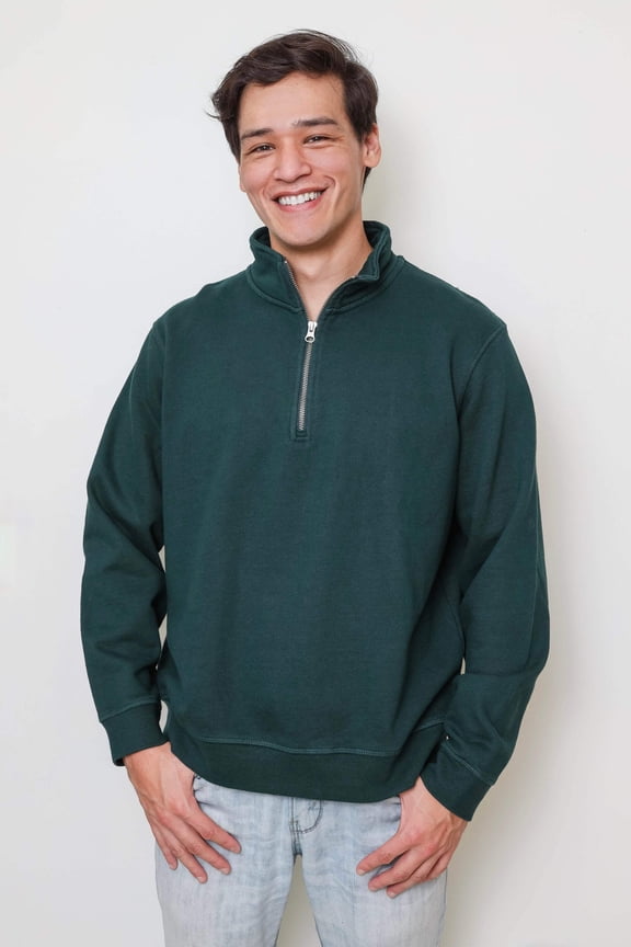 Men's French Terry Organic Cotton Fleece Quarter Zip Sweatshirt