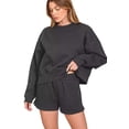thumbnail image 1 of Zenana Fleece Round Neck Sweatshirt and Shorts Set, 1 of 3
