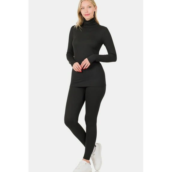 Zenana Full Size Turtleneck Top and Leggings Lounge Set Loungewear for women